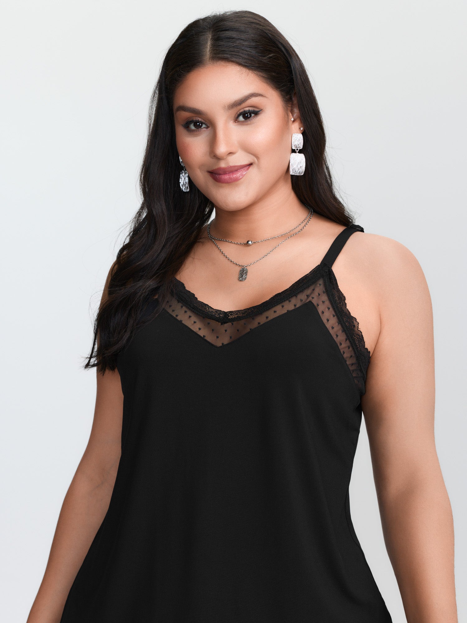 Plus‑size black knitted camiso - Cami Top Lace ulasan dan harga