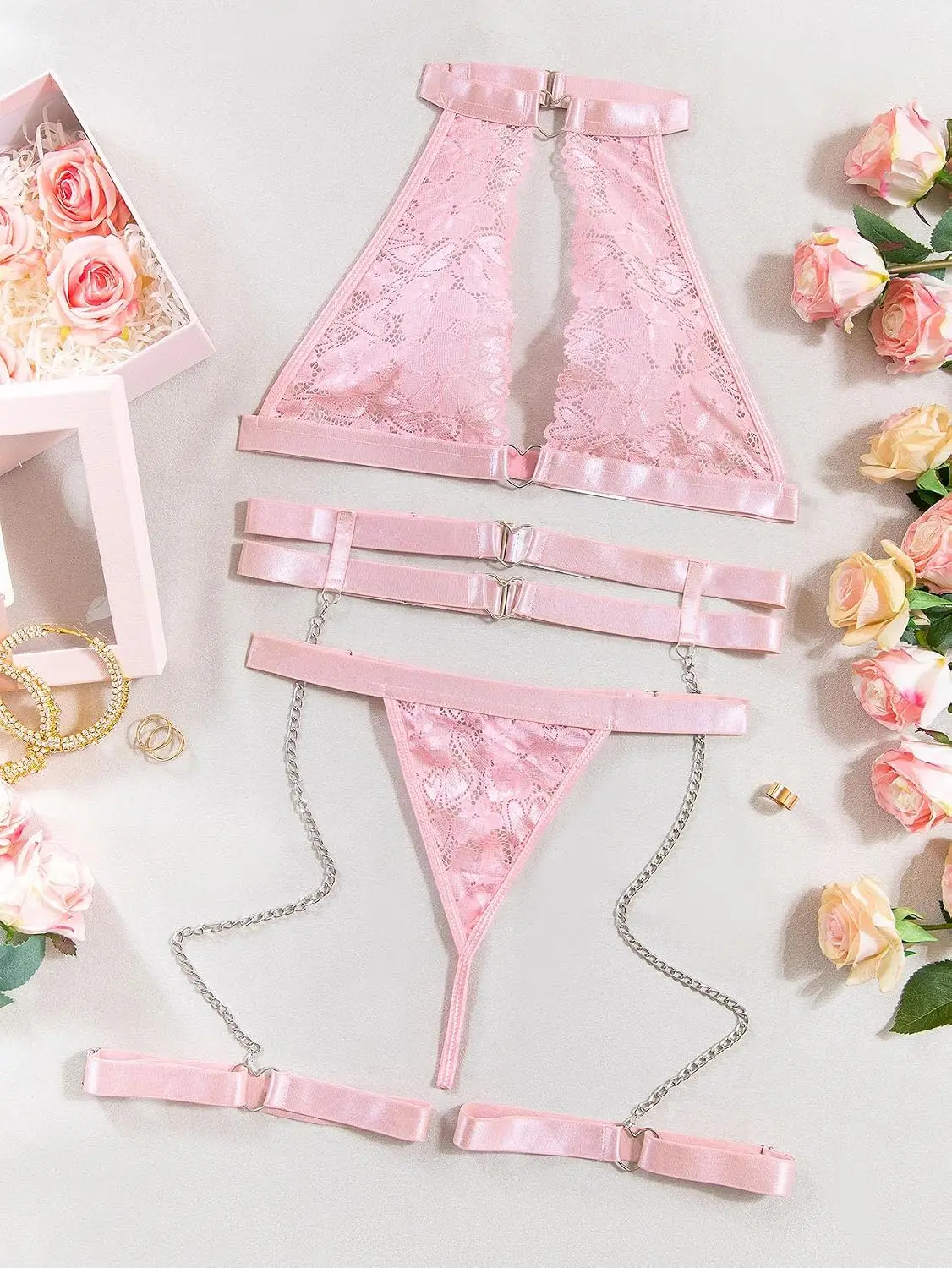 Foxiny Sexy Halter Heart Ring  - Garter Belt Set ulasan dan harga